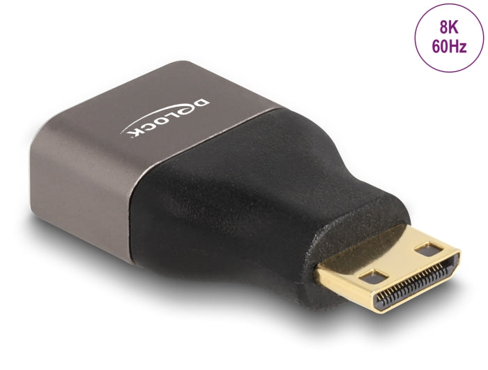 Delock HDMI Adapter Mini-C Stecker zu A Buchse 8K 60 Hz grau Metall