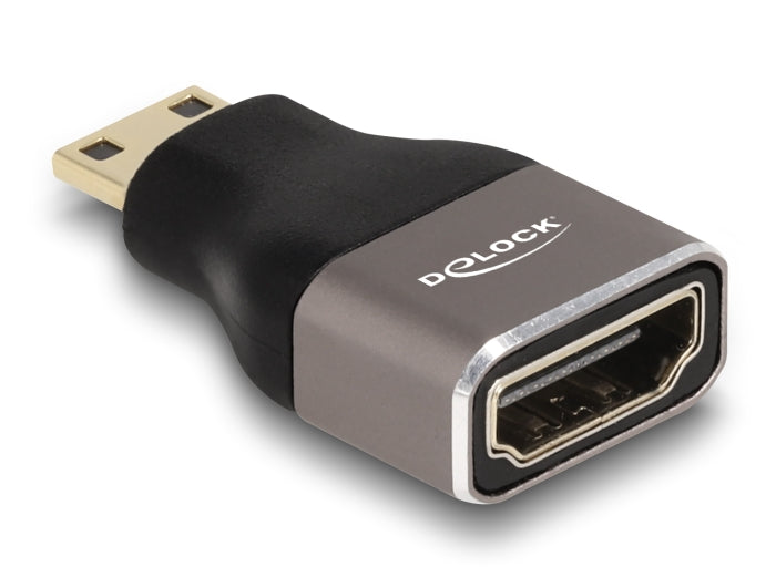 Delock HDMI Adapter Mini-C Stecker zu A Buchse 8K 60 Hz grau Metall