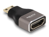 Delock HDMI Adapter Mini-C Stecker zu A Buchse 8K 60 Hz grau Metall