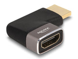 Delock HDMI Adapter Stecker zu Buchse 90° links gewinkelt 8K 60 Hz grau Metall