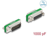 Delock HF/EMI Entstörfilter D-Sub 15 Pin Stecker zu Buchse mit Tiefpass kapazitiv
