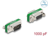 Delock HF/EMI Entstörfilter D-Sub 9 Pin Stecker zu Buchse mit Tiefpass kapazitiv