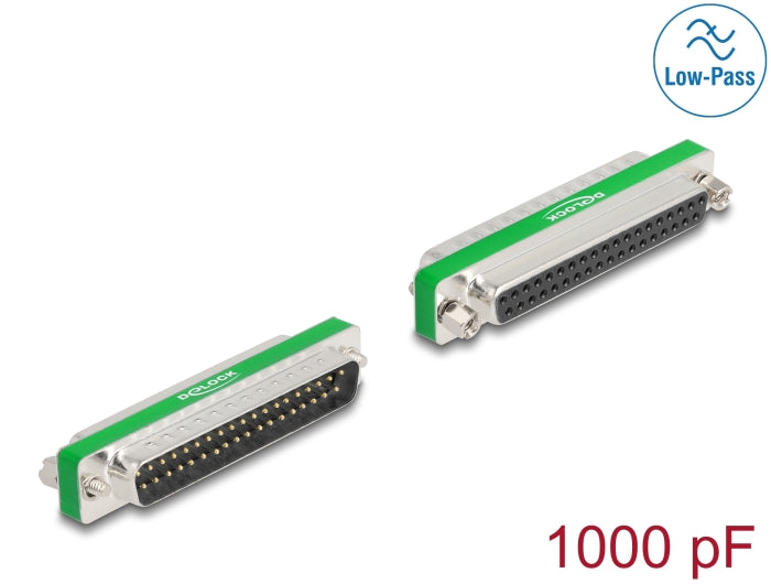 Delock HF/EMI Entstörfilter D-Sub 37 Pin Stecker zu Buchse mit Tiefpass kapazitiv