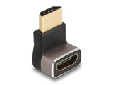 Delock HDMI Adapter Stecker zu Buchse 90° unten gewinkelt 8K 60 Hz grau Metall