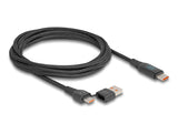 Delock USB 2.0 Daten- und Schnellladekabel USB Type-C™ + USB Typ-A Stecker zu USB Type-C™ Stecker PD 3.1 140 W mit Leistungsanzeige 1,20 m