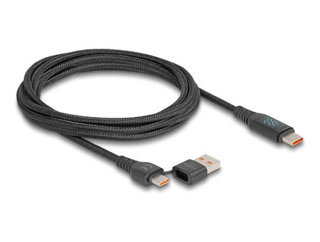Delock USB 2.0 Daten- und Schnellladekabel USB Type-C™ + USB Typ-A Stecker zu USB Type-C™ Stecker PD 3.1 140 W mit Leistungsanzeige 1,20 m - Ansicht 4