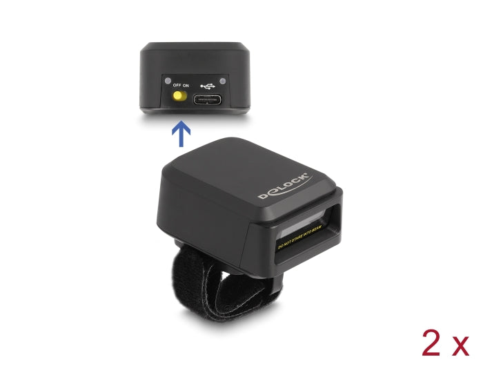 Delock Ringbarcode Scanner 1D und 2D mit 2,4 GHz oder Bluetooth (2 Stück) + Ladestation