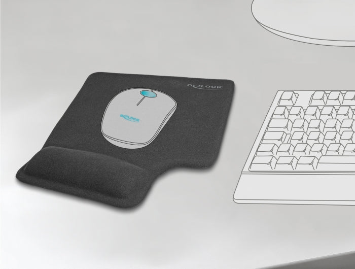 Delock Ergonomisches Mauspad mit Gel Handballenauflage Linkshänder schwarz
