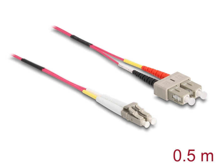 Delock Kabel Lichtwellenleiter LC zu SC Multimode OM4 0,5 m