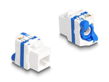 Delock Keystone Modul RJ45 Buchse zu LSA Cat.6A werkzeugfrei mit blauen Drehverschluss