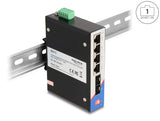 Delock Industrie Gigabit Ethernet Switch 4 Port RJ45 2 Port SFP für Hutschiene