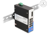 Delock Industrie Gigabit Ethernet Switch 8 Port RJ45 2 Port SFP für Hutschiene