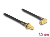 Delock Antennenkabel SMA Buchse zum Einbau spritzwassergeschützt zu SMA Stecker 90° RG-58 30 cm
