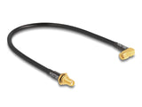 Delock Antennenkabel SMA Buchse zum Einbau spritzwassergeschützt zu SMA Stecker 90° RG-58 30 cm