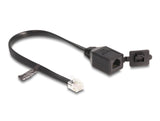 Delock Kabel RJ12 Stecker zu RJ12 Buchse mit Verschlusskappe 20 cm schwarz