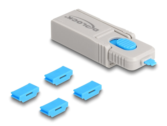 Delock HDMI Port Blocker Set für HDMI Buchsen 4 Stück + Verschlusswerkzeug