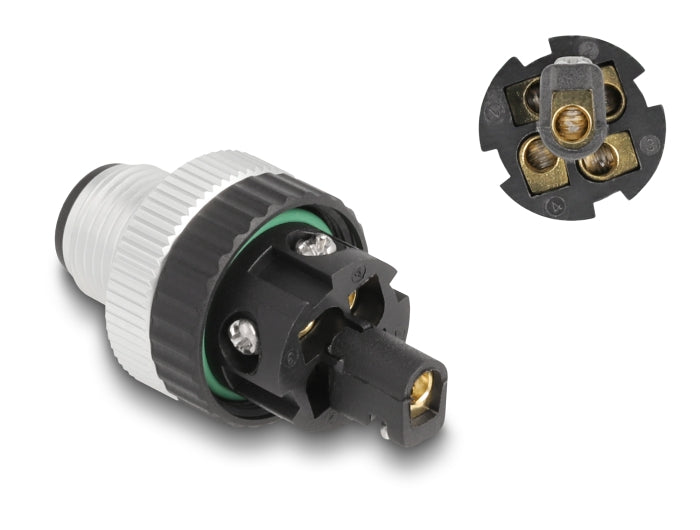 Delock M12 Steckverbinder A-kodiert 5 Pin Stecker zur Montage mit Schraubanschluss