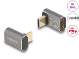 Delock USB Adapter 40 Gbps USB Type-C™ PD 3.0 100 W Stecker zu Buchse gewinkelt 8K 60 Hz Metall