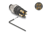 Delock M8 Steckverbinder A-kodiert 4 Pin Stecker zur Montage mit Schraubanschluss