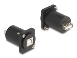 Delock D-Typ Modul USB 2.0 Typ-B Buchse zu Typ-A Buchse mit Schrauben schwarz