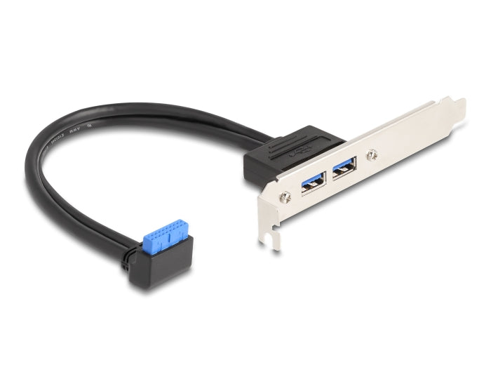 Delock Slotblech 1 x USB 5 Gbps Pfostenbuchse 90° gewinkelt zu 2 x USB 5 Gbps Typ-A Buchse 50 cm
