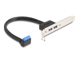 Delock Slotblech 1 x USB 5 Gbps Pfostenbuchse 90° gewinkelt zu 2 x USB 5 Gbps Typ-A Buchse 50 cm