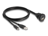 Delock USB 2.0 Kabel USB Typ-A Stecker und USB Type-C™ Stecker zu USB Typ-A Buchse und USB Type-C™ Buchse zum Einbau 1 m schwarz