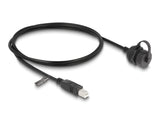 Delock Kabel USB 2.0 Typ-B Stecker zu USB 2.0 Typ-B Buchse zum Einbau mit Bajonett-Verschlusskappe IP68 staub- und wasserdicht 1 m schwarz