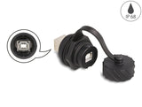 Delock Kabelverbinder USB 2.0 Typ-B Buchse zu Buchse zum Einbau mit Bajonett-Verschlusskappe IP68 staub- und wasserdicht schwarz