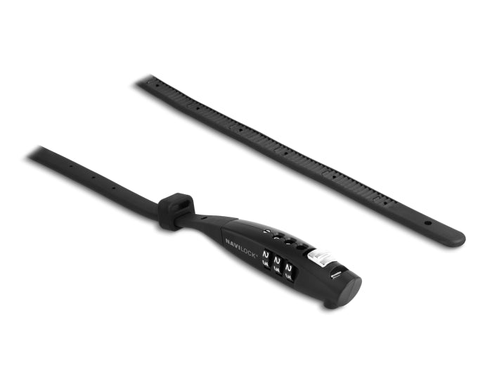 Navilock Universal Sicherungskabelbinder mit Zahlenschloss - L 410 x B 10 mm schwarz