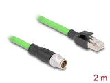Delock M12 Kabel X-kodiert 8 Pin Stecker zu RJ45 Stecker PUR (TPU) 2 m
