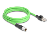 Delock M12 Kabel X-kodiert 8 Pin Stecker zu RJ45 Stecker PUR (TPU) 2 m