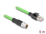 Delock M12 Kabel X-kodiert 8 Pin Stecker zu RJ45 Stecker PUR (TPU) 5 m