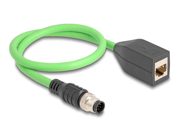 Delock M12 Kabel A-kodiert 8 Pin Stecker zu RJ45 Buchse PUR (TPU) 0,5 m