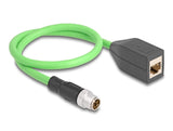 Delock M12 Kabel X-kodiert 8 Pin Stecker zu RJ45 Buchse PUR (TPU) 0,5 m