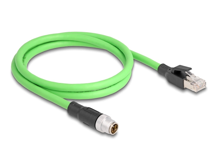 Delock M12 Kabel X-kodiert 8 Pin Stecker zu Stecker PUR (TPU) 1 m