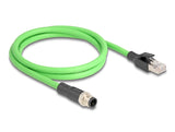 Delock M12 Kabel D-kodiert 4 Pin Stecker zu RJ45 Stecker PUR (TPU) 1 m
