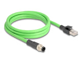 Delock M12 Kabel D-kodiert 4 Pin Stecker zu RJ45 Stecker PUR (TPU) 2 m