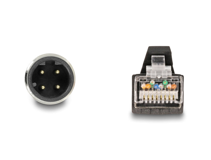 Delock M12 Kabel D-kodiert 4 Pin Stecker zu RJ45 Stecker PUR (TPU) 2 m