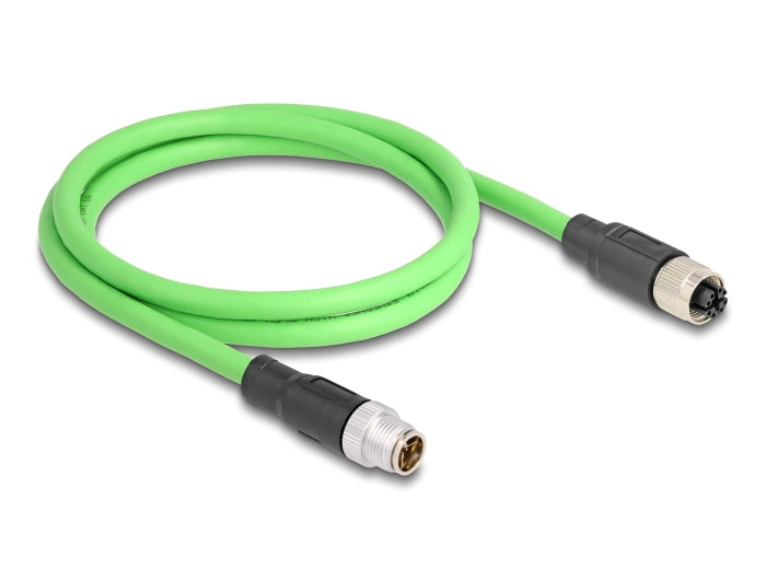 Delock M12 Kabel X-kodiert 8 Pin Stecker zu Buchse PUR (TPU) 1 m