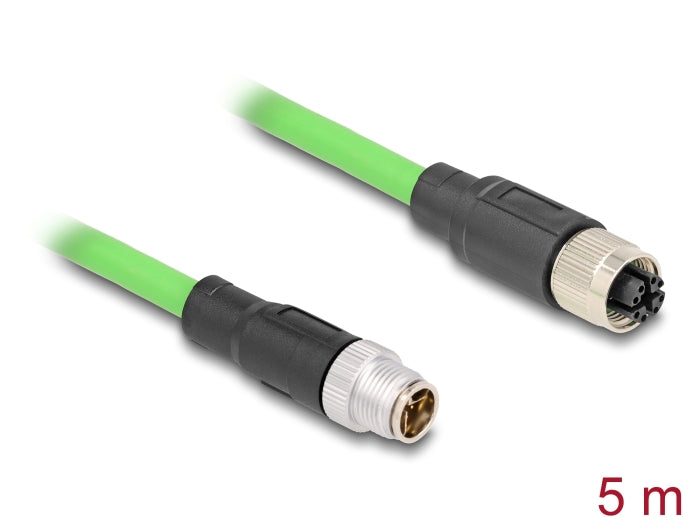 Delock M12 Kabel X-kodiert 8 Pin Stecker zu Buchse PUR (TPU) 5 m