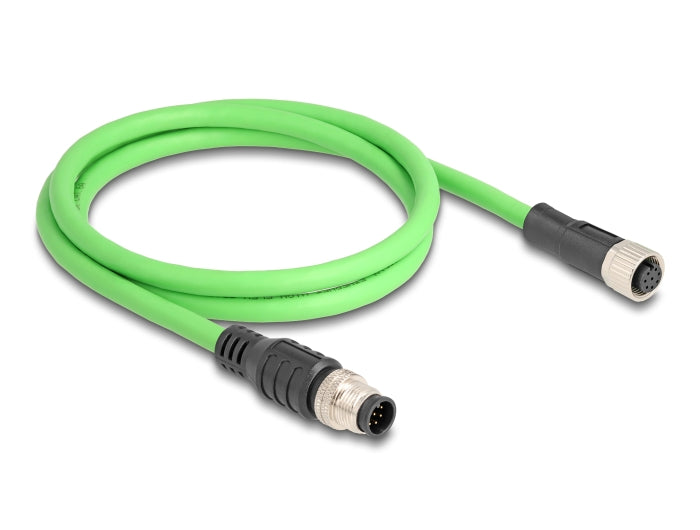 Delock M12 Kabel A-kodiert 8 Pin Stecker zu Buchse PUR (TPU) 1 m