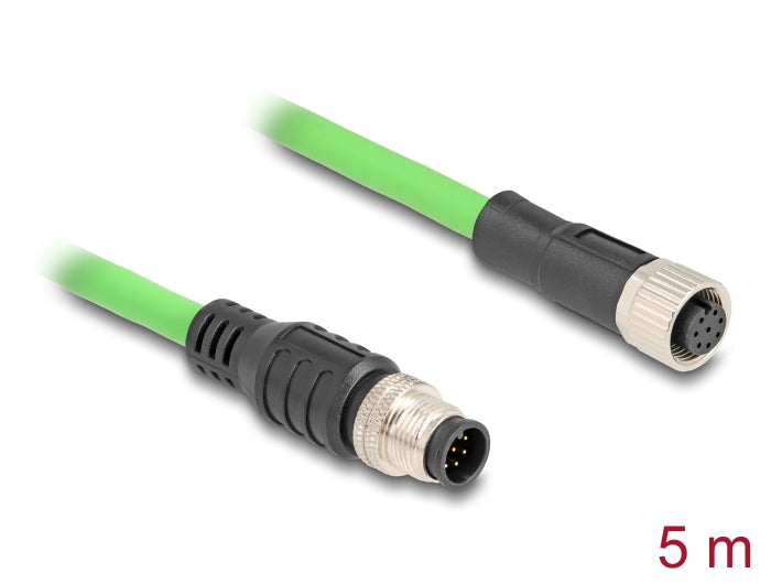 Delock M12 Kabel A-kodiert 8 Pin Stecker zu Buchse PUR (TPU) 5 m