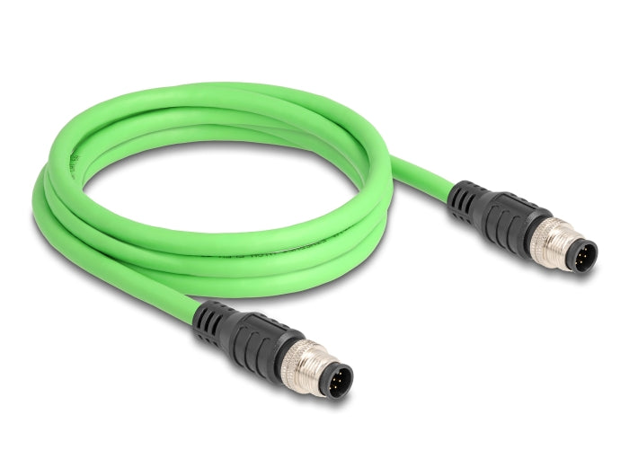 Delock M12 Kabel A-kodiert 8 Pin Stecker zu Stecker PUR (TPU) 2 m