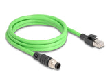 Delock M12 Kabel A-kodiert 8 Pin Stecker zu RJ45 Stecker PUR (TPU) 2 m