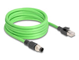 Delock M12 Kabel A-kodiert 8 Pin Stecker zu RJ45 Stecker PUR (TPU) 5 m