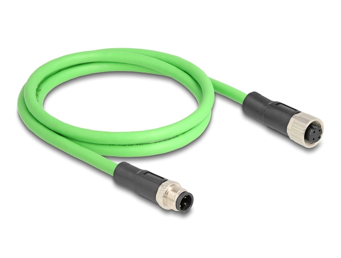 Delock M12 Kabel D-kodiert 4 Pin Stecker zu Buchse PUR (TPU) 1 m