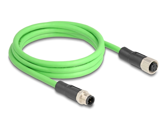 Delock M12 Kabel D-kodiert 4 Pin Stecker zu Buchse PUR (TPU) 2 m