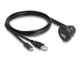 Delock USB 2.0 Kabel USB Typ-A Stecker und USB Type-C™ Stecker zu USB Typ-A Buchse 90° gewinkelt und USB Type-C™ Buchse 90° gewinkelt zum Einbau 1 m schwarz