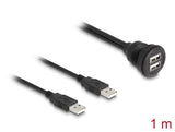 Delock USB 2.0 Kabel 2 x USB Typ-A Stecker zu 2 x USB Typ-A Buchse zum Einbau 1 m schwarz